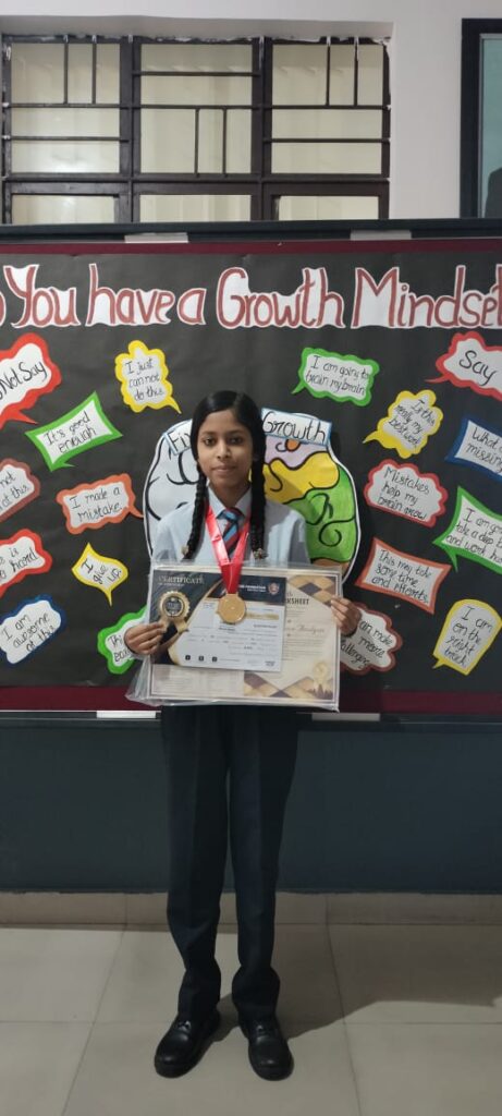 One more feather to GMGS Family- We are overjoyed to announce that our student Kashish Sahu of Class 9 has won the gold medal and certificate in the Silverzone Olympiad of Science 2022-23 organised by Silverzone Foundation, New Delhi India. Gaurav Sahu has also got participation certificate in Social Studies. Our both the students have shown exceptional talent and aptitude in Science and Social Studies. Our students have also demonstrated dedication and perseverance in preparing for the Olympiad.  They have set an example for their peers and juniors. We congratulate them on their splendid achievement and wish them more success in their future endeavors.
